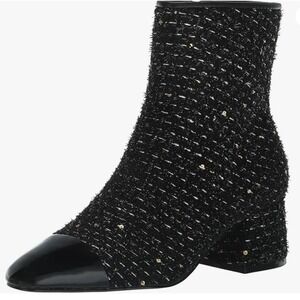 Steve Madden Size 6 Eiffel Black Tweed Ankle Booties NEW Block Heel Cap Toe $149